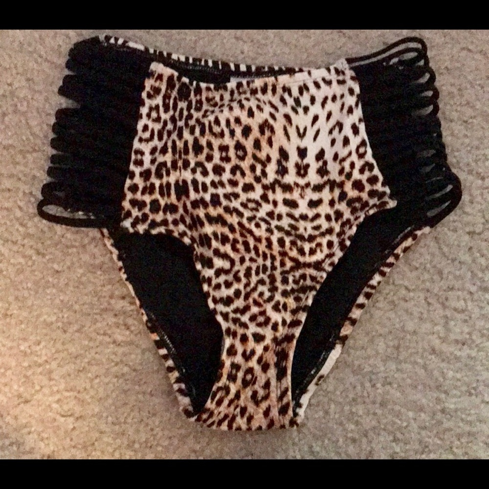 Leopard print, strappy high waist bikini